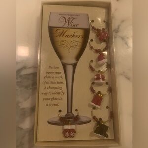 Boston Warehouse Christmas 6 Wine Markers New In Box